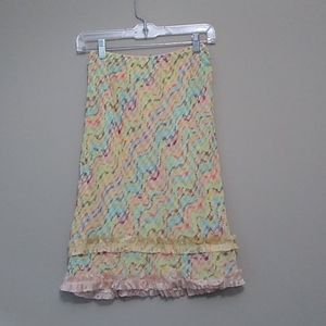 Cynthia Steffe multi midi ruffle skirt size small